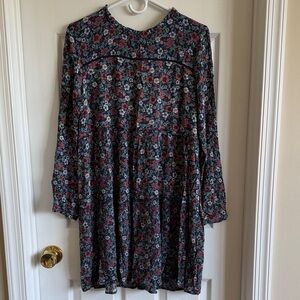 Knox Rose Navy Floral Tiered Tunic with Pink & Green Bloom